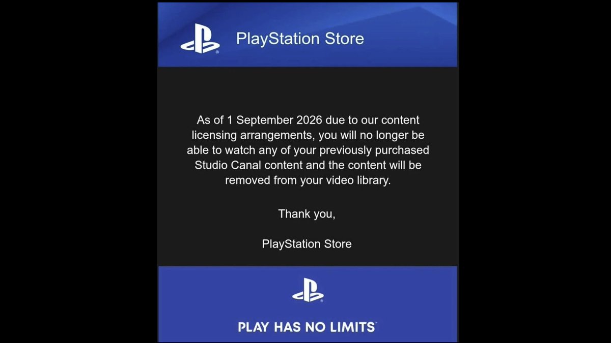 DoesItPlay1's tweet photo. @PlayStation The audacity to talk about movies only hours before over 500 Studio Canal flicks will be ripped from people's libraries without any refunds or repercussions. You are truly shameless, huh?
#PhysicalForever https://t.co/nfTDDc7o6w