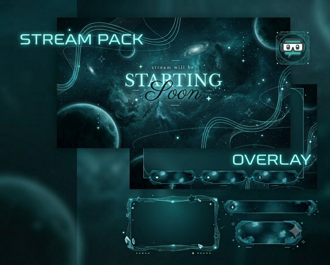 mela_vt1's tweet photo. Galactic vibes are strong with this new modular stream pack. Stream starting soon...
Come get cozy in the cosmos..
#StreamOverlay #TwitchOverlay #StreamPackage #GamingOverlay #StreamingGraphics #OBS #StreamElements #StreamKit https://t.co/2QWtPDw4cy
