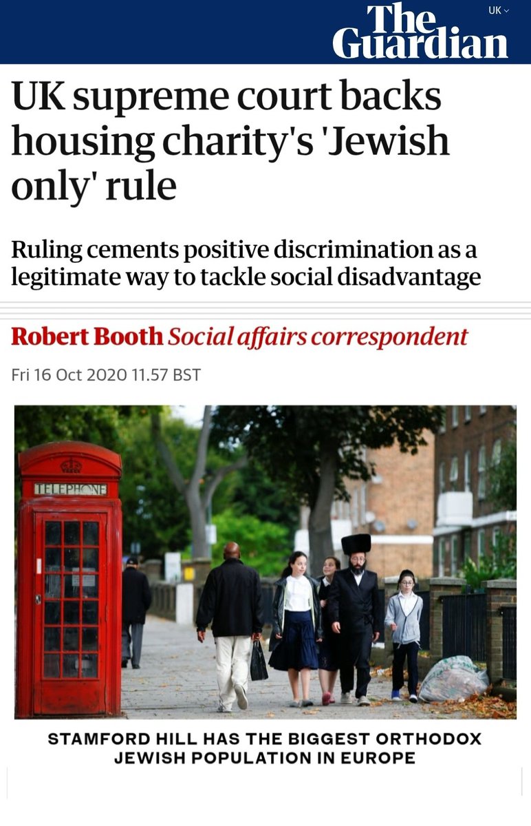 doctor_rahmeh's tweet photo. This is how a UK jewish housing association set a legal precedent to discriminate against non-jews.

In 2017, a British non-jewish single mother of four was rejected by the Agudas Israel Housing Association (AIHA), a registered charity.

The mother was living in overcrowded, inadequate temporary housing with two autistic children. She was placed into the highest-priority housing band (Band 1) in June.

When six suitable 4 bed properties owned by AIHA became available in Stamford Hill in late 2017, Hackney Council did not nominate her, and she was bypassed.

The mother began a gruelling 4 year legal battle:

- Feb 2018: she sued Hackney Council and AIHA for discrimination under the Equality Act 2010 (Z v Hackney). Both Hackney Council and AIHA admitted to direct religious discrimination under Section 13 of the Equality Act 2010.

- Feb 2019: High Court dismissed the claim. To legally justify a 100% restriction as a 'positive measure', the court accepted four reasons that set Orthodox jews apart in terms of disadvantages:

1. Higher rates of 'anti-semitism'
2. The strict geographic 'Sabbath' law (must be walking distance to synagogues and kosher facilities)
3. Extremely large family sizes (average 7 children)
4. 'Disproportionately high levels of poverty and socio-economic disadvantage'

- June 2019: The mother's legal team argued this was de-facto 'positive discrimination' but the Court of Appeal upheld the High Court's decision.

- 2020: she appealed to the UK Supreme Court which issued a unanimous judgment dismissing it. The court ruled that AIHA is legally protected by charity exemptions and 'positive action clauses' within the Equality Act 2010.

- 2020/2021: the mother took her case to the European Court of Human Rights (ECHR) in Strasbourg.

- June 2022: the ECHR rejected the application. 

This set the binding legal precedent.
Critics and housing advocates were outraged.

AIHA is heavily funded by the public's taxes and heavily subsidised by the state's tax breaks through two mechanisms:

1. Direct and indirect government funding:

• To purchase land, build new estates, and redevelop old properties.

• Through local council budgets (Housing Benefit or Universal Credit) paid to residents, which makes up the majority of AIHA's operational income.

2. Charity tax exemptions:

• Zero corporation tax on the surpluses (profits) from rent or investment income.

• At least an 80% discount on business rates (local property taxes).

• Zero property purchase tax when buying land or houses (Stamp duty land tax relief).

AIHA remains the only publicly funded social housing provider in the UK actively enforcing a strict, 100% religious restriction.

AIHA's legal team was Asserson Law Offices founded in 2005 to allow British-trained jewish lawyers to move to 'israel' while continuing to practise UK law at the highest levels. Their largest office is in 'Tel Aviv'.

The lead solicitor was Elliot Lister. A British jew from Manchester who moved with his family to occupy Palestine in 2006.

https://t.co/K75uoTYK7I

https://t.co/BWHYGaGpLW