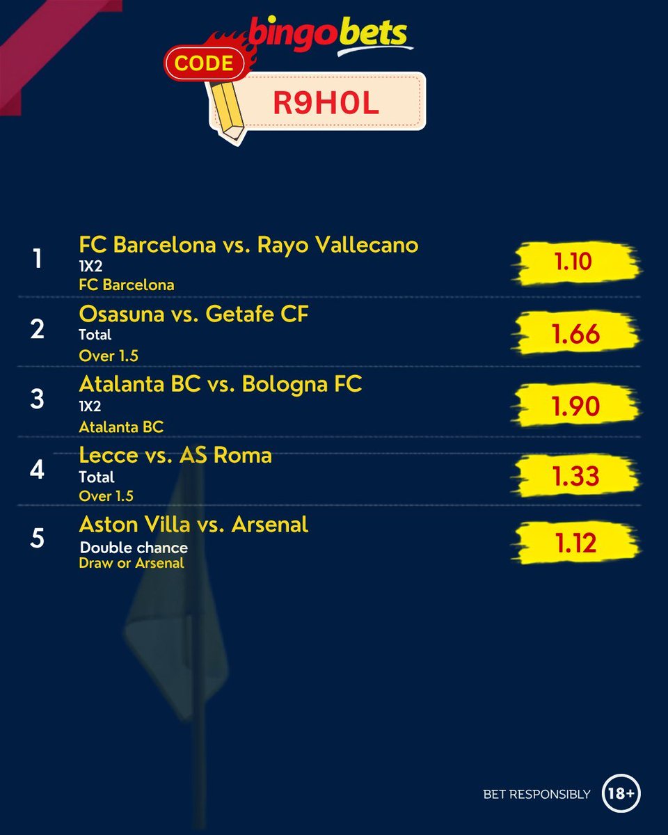 ghbingobets's tweet photo. @David_Ornstein @TheAthleticFC Picks for today. R9H0L 🤌 #betresponsibly🔞 #bingobets #NoU18 https://t.co/7vzBELLQ2M
