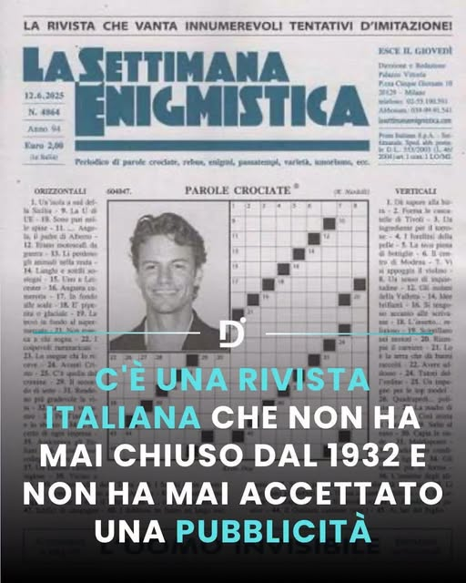 pierpi13's tweet photo. La Settimana Enigmistica esce per la prima volta il 23 gennaio 1932 a Milano: sedici pagine, cinquanta centesimi, seimila copie.
Da allora non ha mai chiuso. Nemmeno in guerra, quando le bombe sulla redazione fecero saltare qualche uscita e il numero arrivò in edicola con le scuse in prima pagina.
La copertina è rimasta quella: una fotografia, un titolo e la frase sugli innumerevoli tentativi di imitazione.
Non accetta pubblicità. Le soluzioni escono nel numero della settimana dopo e sul sito non ci sono.
Oggi vende intorno alle quattrocentomila copie a settimana ed è uno dei pochi giornali che non ha perso il rito dell'edicola.