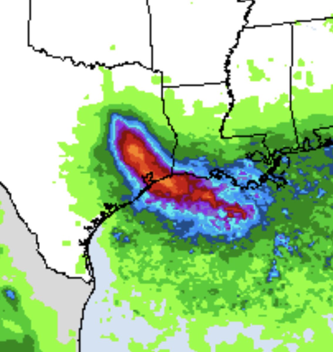 TexasTropics's tweet photo. Potential Tropical Cyclone #05L is finally on the board. #PTC5 is expected to become a TD or TS. Due to small size of system strengthening could occur beyond what is forecast. Extreme SE TX- SW LA is the target late Tue. 3”-6” up to 9” of rain can be expected. #TXwx #LAwx https://t.co/VuZPVGgR2f