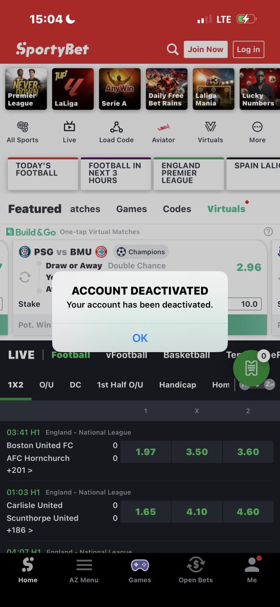 UnderCartel1's tweet photo. Sportybet have deactivated my acct and logged me out after I won 23m from Virtual

This is unacceptable @SportyBet 

Respond to your dms now!! I’ve contacted customer support, dem just Dey whine me https://t.co/HbNen6XAvA