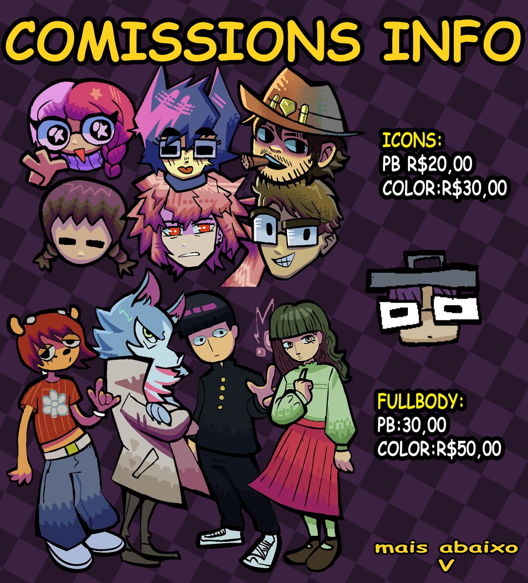 Sanduba_02's tweet photo. thread com informações de comissions.
com ilustrações, modelos 3D, etc.
tambem faço pack para youtubers de icons e png tubers. 
caso tenha uma proposta pra algo diferente é só me chamar na DM que podemos combinar certinho. https://t.co/a7oghA6HYT