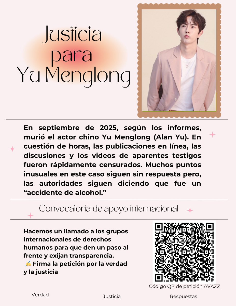 JusticeAlanYu_'s tweet photo. Please help support Yu Menglong and other victims by signing AVAAZ petition 1 email 1 time and no need to put your real name ❤️

If signed please spread the word ❤️
Feel free to use posters❤️

Link: https://t.co/FHyPY6n2kd

#JusticeForYuMenglong #posters #于朦胧 #suit #petition https://t.co/5nRHt93a7j
