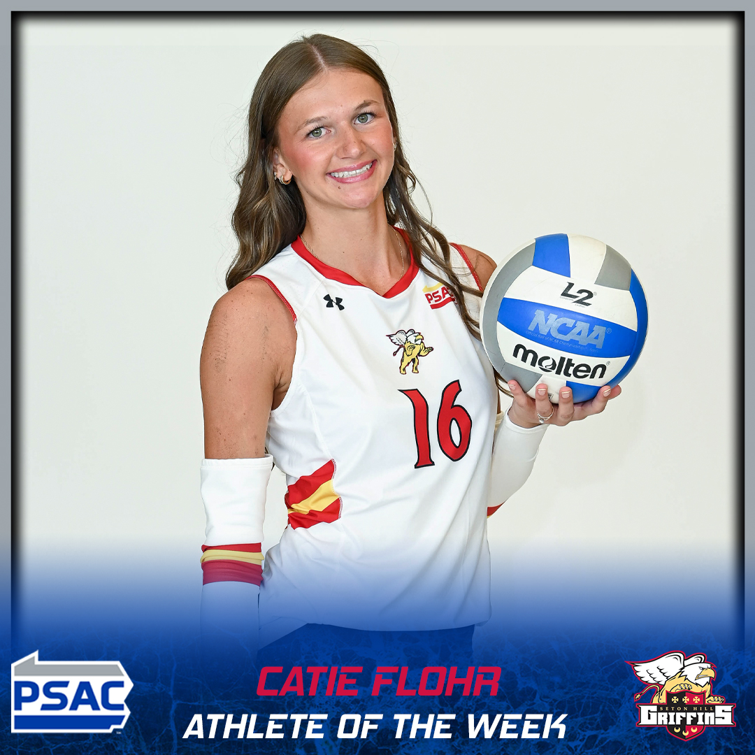 PSACsports's tweet photo. VOLLEYBALL: Your #PSACVB Athletes of the Week!
WEST
Athlete: Catie Flohr, @GriffinsSports
Defensive: Cara Vandeborne, @ClarionEagles
EAST
Athlete: Mikayla Riehl, @SURamsOfficial
Defensive: Shay Kolivoski, @ShipURaiders
Full story: 🔗https://t.co/JJgDhddXOL
#PSACProud https://t.co/Y8WKzWVgqY