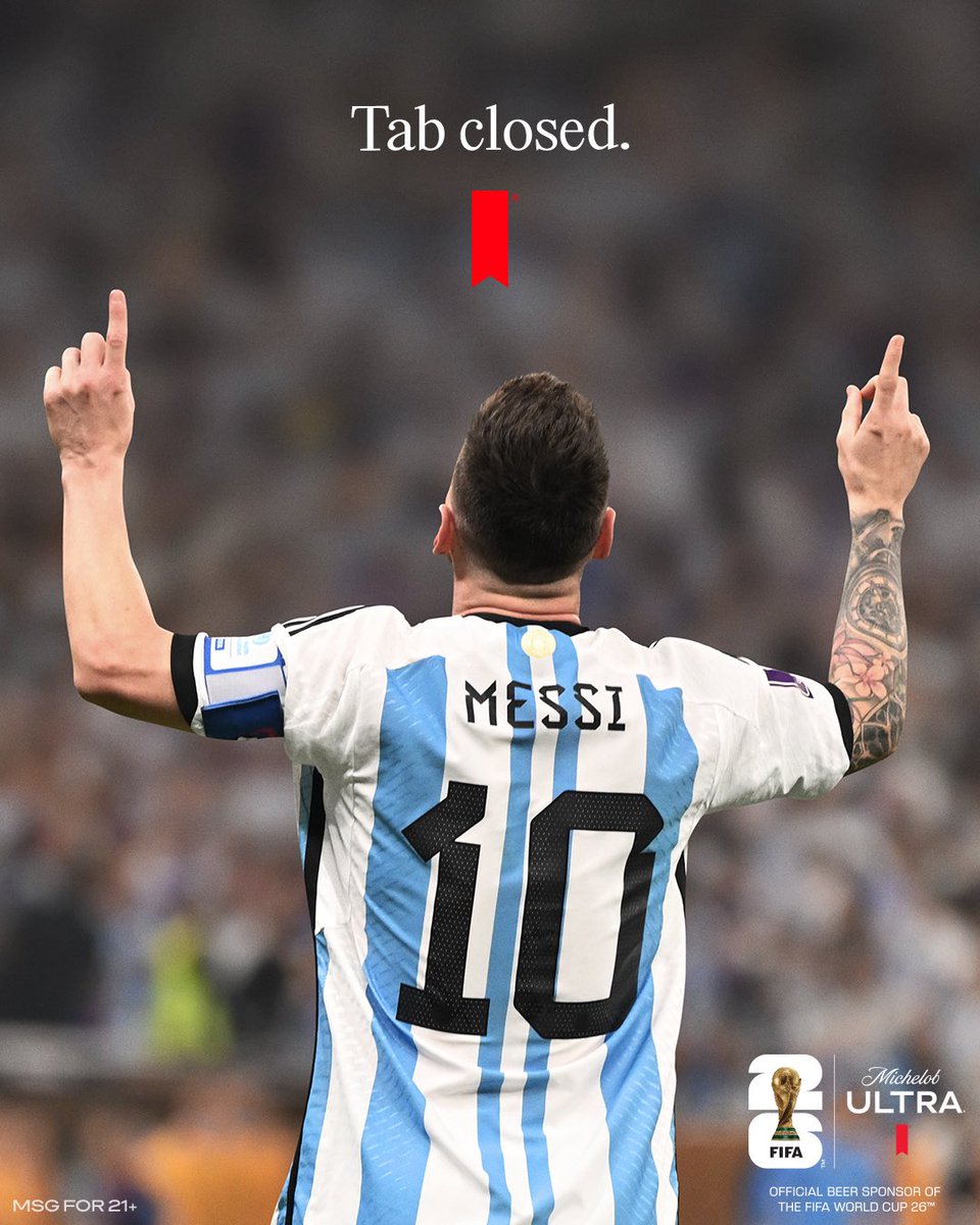 MichelobULTRA's tweet photo. Cheers to the greatest tab of all time Leo Messi https://t.co/yHjpfd2v5Z