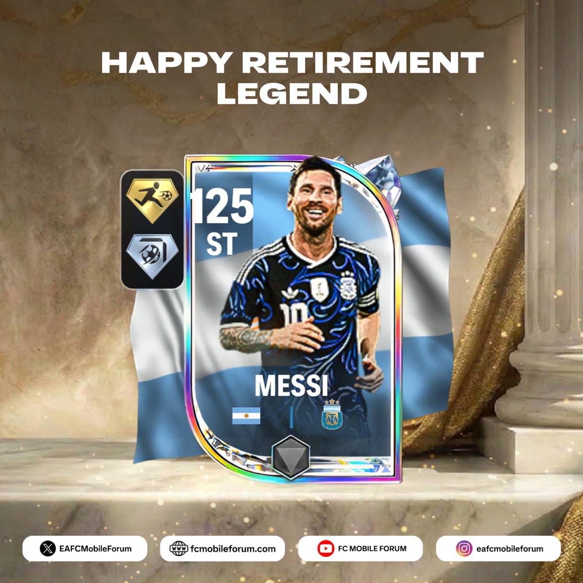 EAFCMobileForum's tweet photo. 🚨💣 Lionel Messi has announced his retirement from international football 🇦🇷

One of the greatest international careers ever, winning every major trophy and completing football ⚽🐐

2021 Copa America 🏆
2022 FIFA World Cup 🏆
2024 Copa America 🏆

Thank you for everything, Leo. ❤️