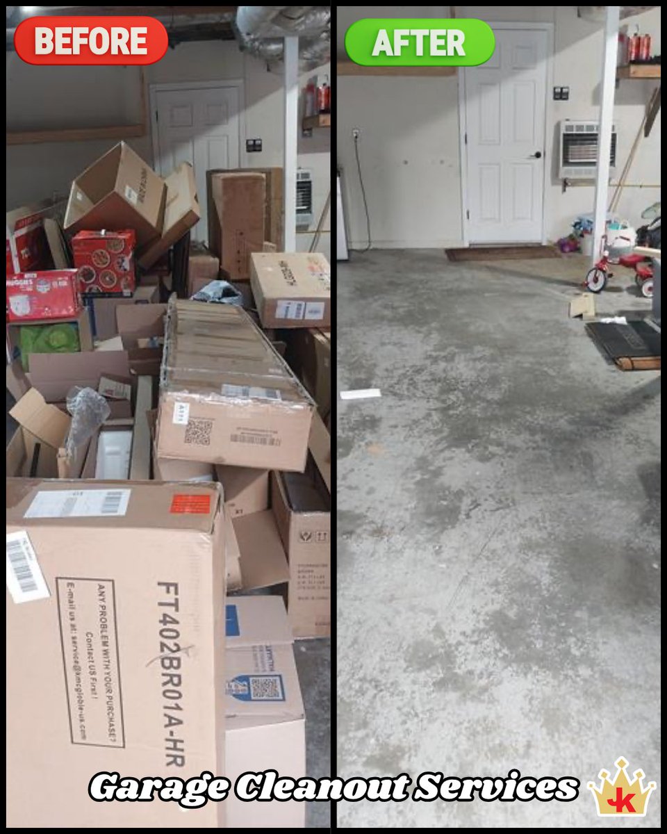 DesMoinesJunk's tweet photo. Need a garage cleanout? 🧹 Contact Junk King Des Moines today! Let us handle the pick-up quickly and efficiently. #GarageCleanout #JunkRemoval https://t.co/JvDa2kPGi3