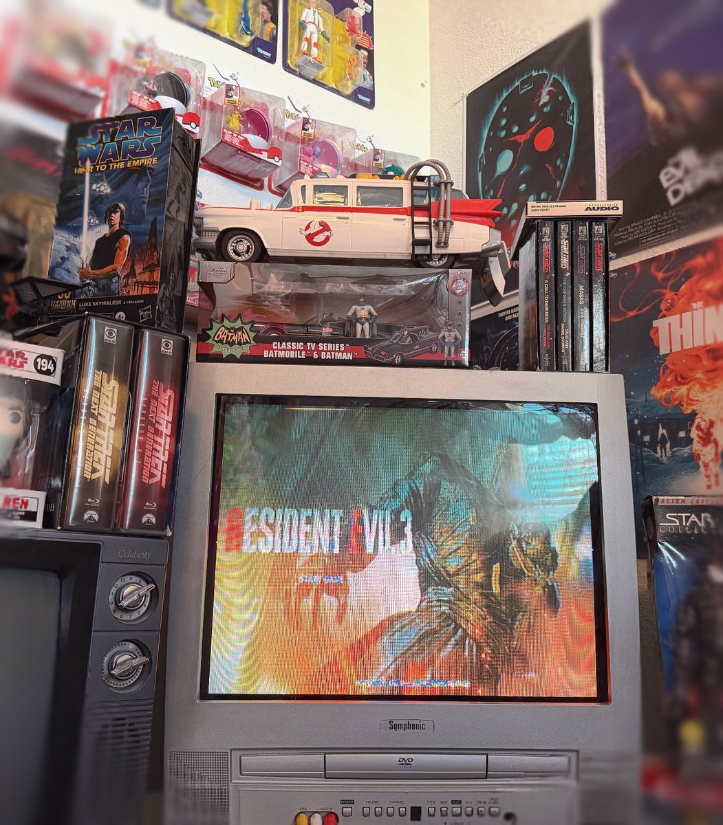 NivanfieldForev's tweet photo. I can’t explain how happy I am that I finally connected my next gens to my RCA - it took like three different boxes. The WAY I’m going to turn off all the lights and get a nice drink and run re1r later. https://t.co/XhNTYuyNjn