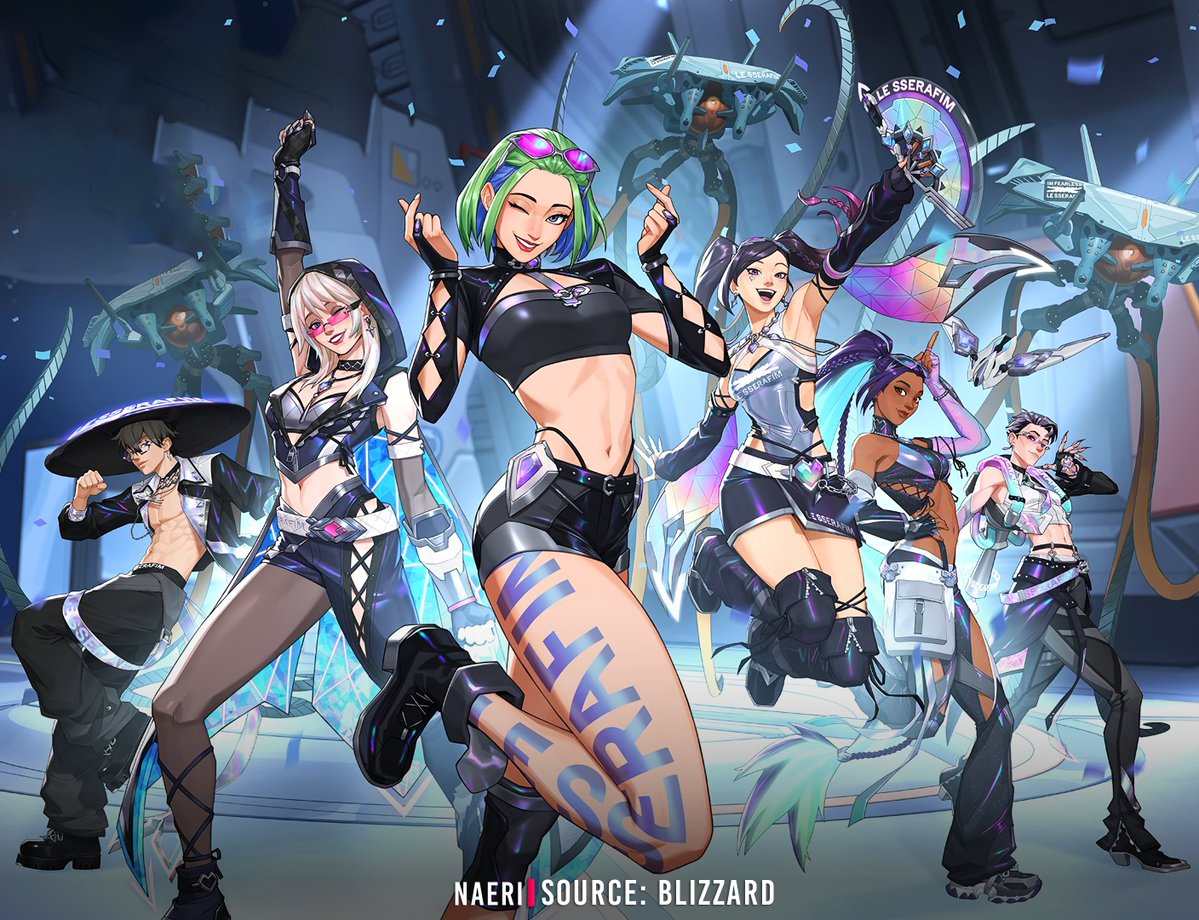OverwatchNaeri's tweet photo. New #Overwatch x LE SSERAFIM Collaboration All Skins Preview 🪩

The heroes receiving the @le_sserafim skins being revealed this time are Mizuki, Freja, D.Mon, Anran, Sierra, and Moira 🎵

📺SEP 10: MUSIC VIDEO
🎤SEP 12: LSF X OVERWATCH SKINS GO LIVE
✨SEP 12: GAMEPLAY TRAILER https://t.co/NJLwWmJNp7