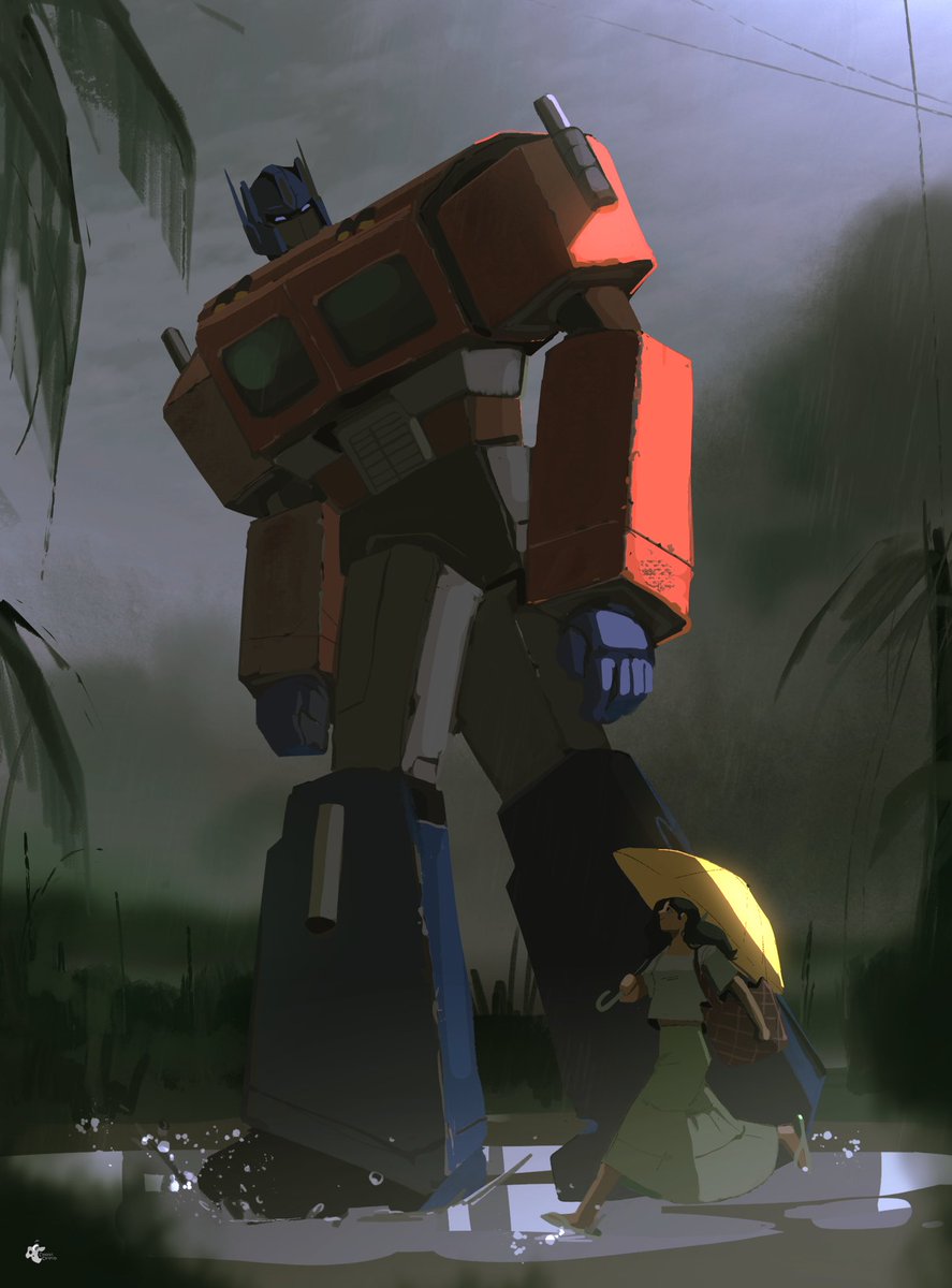 cheesy_cryptid's tweet photo. “Even if everyone else thinks she’s too grown up to be picked up from school now,
She’ll always treasure those rainy days when Optimus would walk beside her, making sure she got home safely“

#Transformers #OptimusPrime https://t.co/yv8MRbyTbP