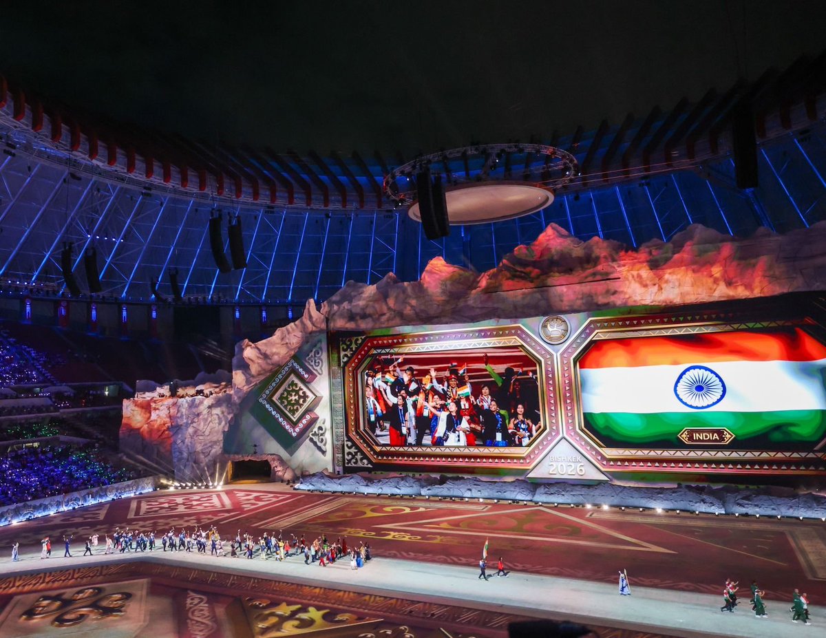 narendramodi's tweet photo. Attended the opening ceremony of the World Nomad Games in Bishkek.

My best wishes to the Indian contingent.

@sadyrzhaparovkg https://t.co/GMFT1mRhQq