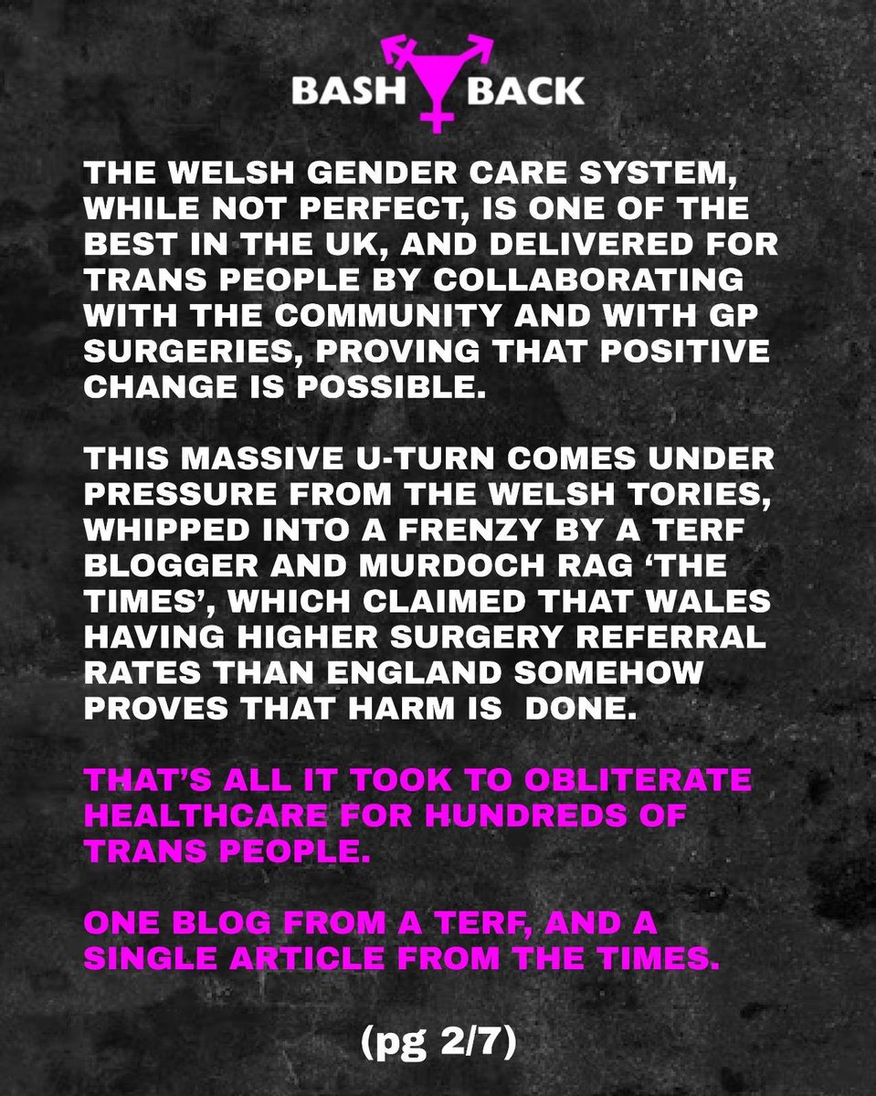 xoxoBASHBACK's tweet photo. Our response to NHS Wales suspending all gender-affirming surgeries.

This cruelty will kill people. We will resist.

( 1 / 4 ) https://t.co/Gg17UB94tN