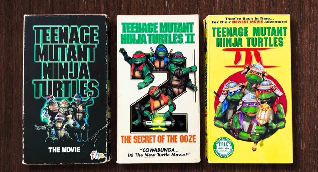 NinjaTurtleLair's tweet photo. I present to you the best trilogy of all time. Did you own these VHS’s growing up? https://t.co/Jy6eBqbXYf