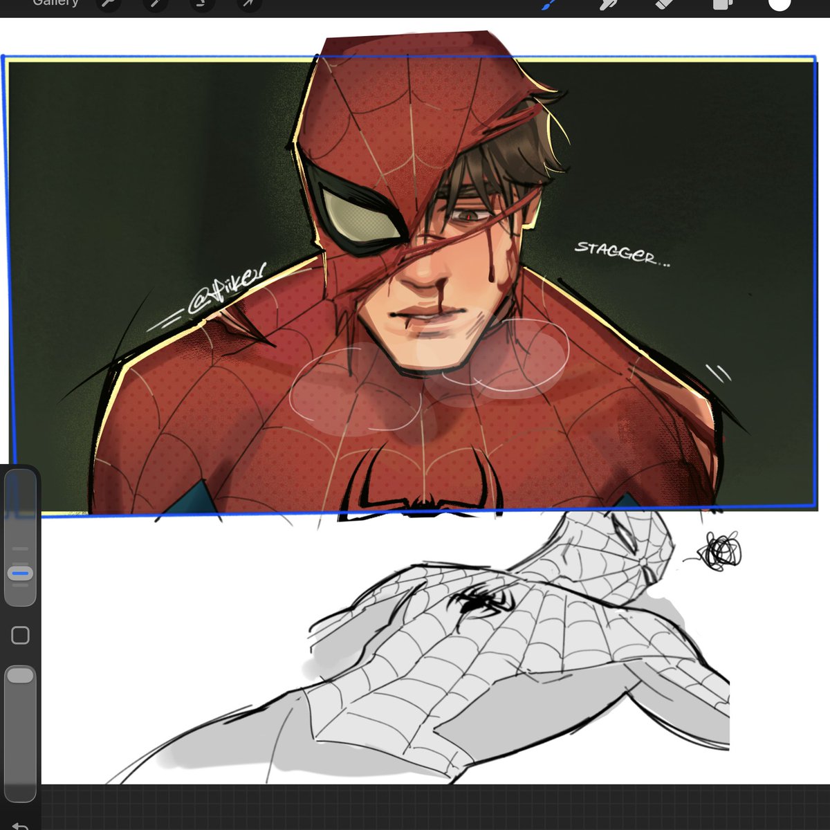 hiikeu's tweet photo. Drew that spider guy, bros kinda over it tho lol  #spiderman https://t.co/UaCDhVPQBa