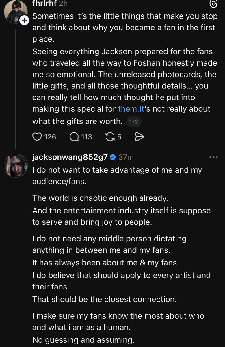GotJiaerx's tweet photo. Aww Jackson commented how he never wants to take advantage of his fans!

“I do not need any middle person dictating anything in between me and my fans. It has always been about me &amp; my fans. I do believe that should apply to every artist and their fans”

He is the sweetest!! 🥺 https://t.co/m9yRc3r3G1
