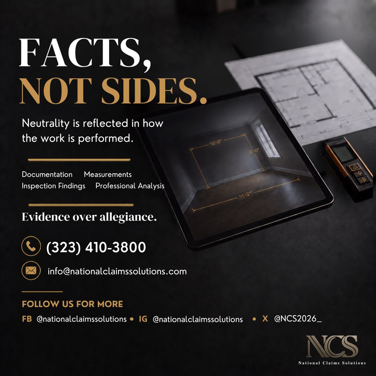 NCS2026_'s tweet photo. Independence isn't a claim we make — it's a discipline we practice on every assignment, regardless of who's asking.

(323) 410-3800 | https://t.co/cree0fZJfl
 #InsuranceClaimAppraisal #IndependentAppraisal https://t.co/3ppEY7vy29