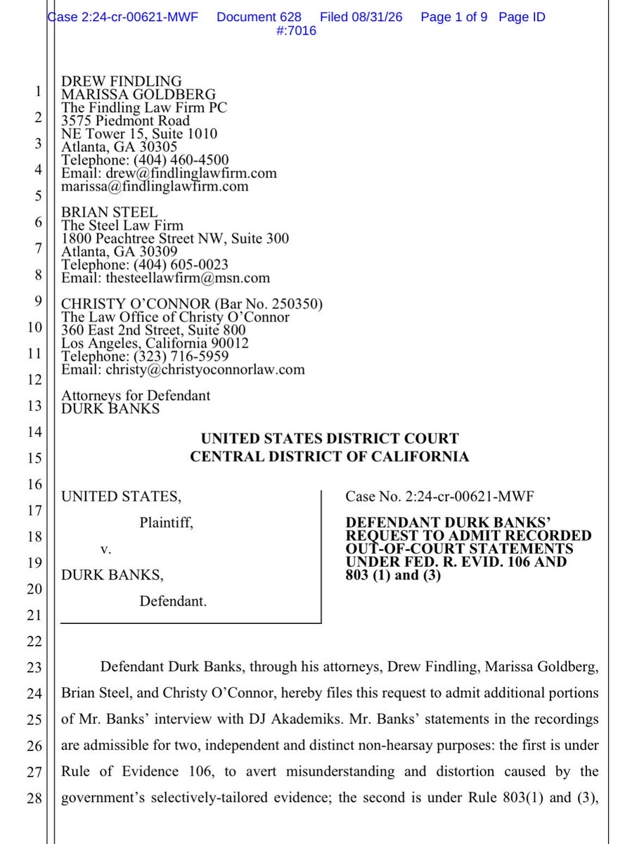 DurkAllDay's tweet photo. Durk files motion asking the judge to let the jury hear additional portions of his Akademiks interview that the Gov has already partially used.

The defense says the Gov is selectively using clips from the interview to create a misleading impression https://t.co/q4FDj1lcny