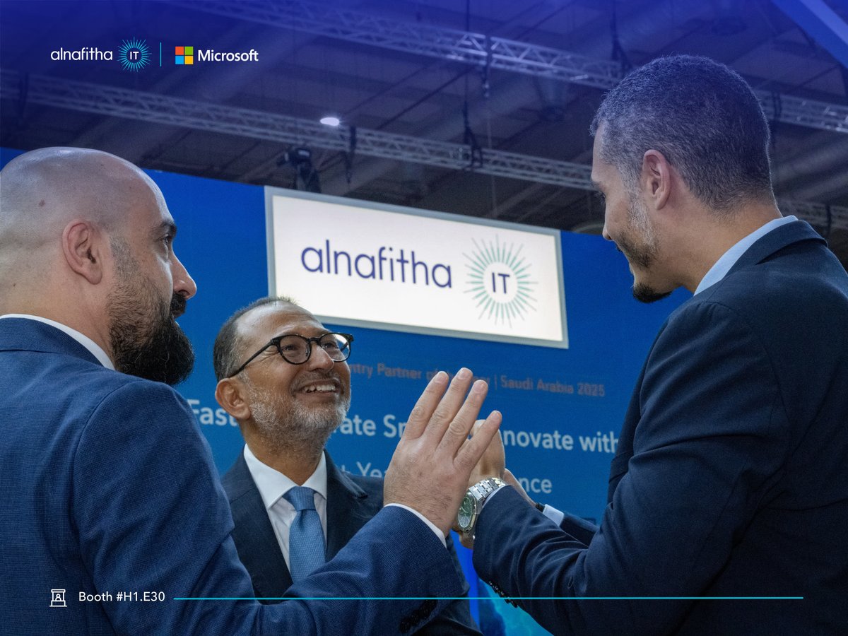 alnafitha_it's tweet photo. Day one at the @Microsoft_Saudi Hub is done, and it was a strong start. 
Deep conversations around Modern Work, Data &amp; AI and Azure, with teams eager to see what's next.

📍 Hall 1, Booth E30
#LEAP2026 #AlnafithaIT #MicrosoftAI #MicrosoftArabia https://t.co/bn2P81nHSf