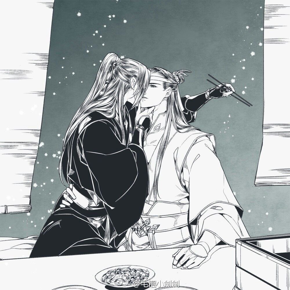 azhanxian's tweet photo. tão bom saber que na noite em que o lan wangji cozinhou pro wei wuxian o safado preferiu ser o prato principal e depois de descobrir ele ficou todo arrependido por não ter aproveitado a comida https://t.co/t2YzSsu3AS