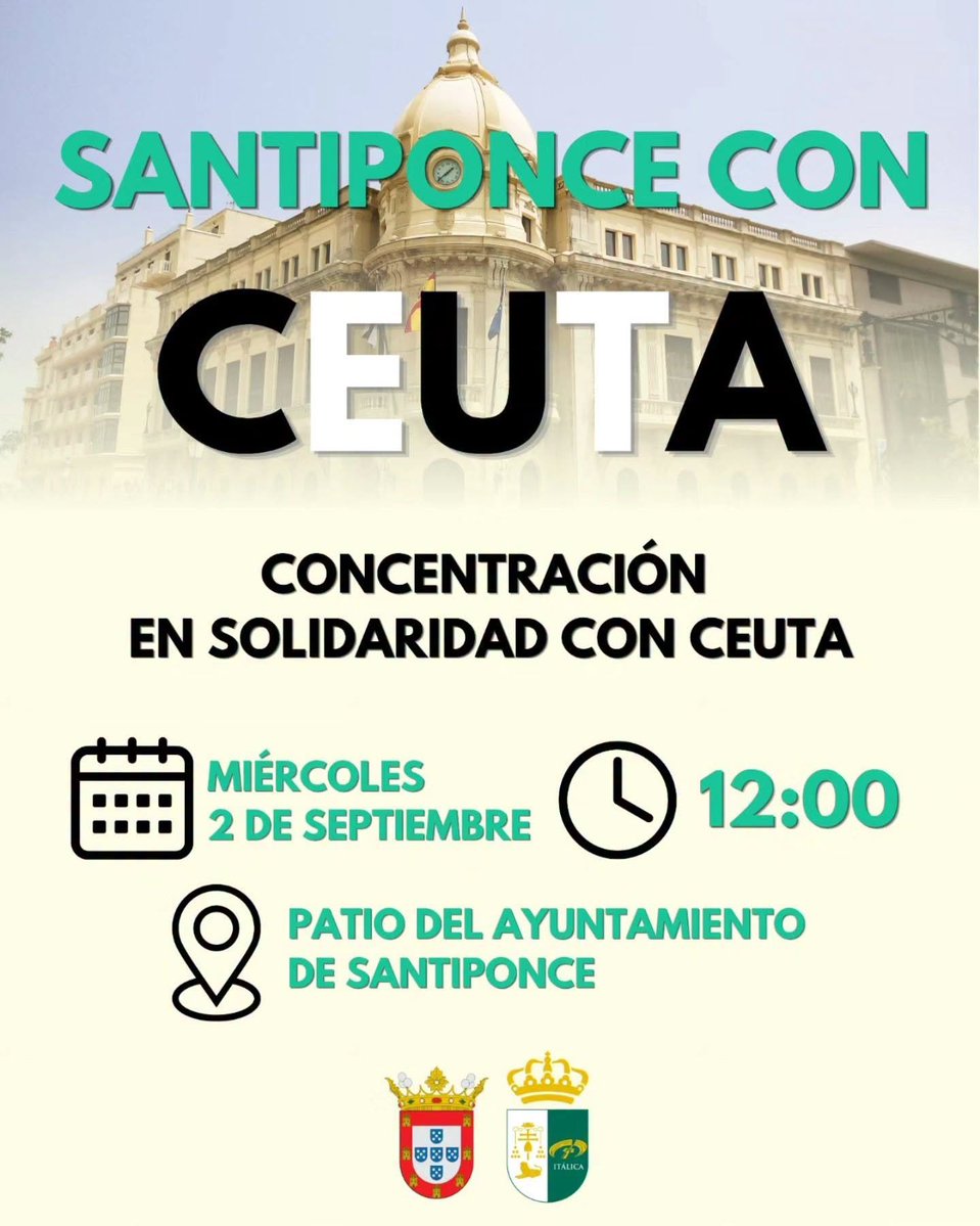 mabernalsanchez's tweet photo. 🔴 Santiponce (Sevilla), gobernado por @IzquierdaUnida convoca la manifestación el día 2 en apoyo a #Ceuta https://t.co/yuxwAq8nYZ