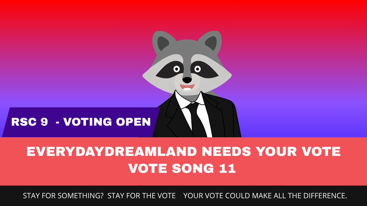 Everydaydreamld's tweet photo. We interrupt your regularly scheduled programming... there's something worth staying for. ❤️

Stay tuned. And by “stay tuned”, we mean go vote.

VOTE SONG 11, VOTE EVERYDAYDREAMLAND!

#RarivisionSongContest #RSCIX #LetYourVoiceShine https://t.co/cKZpgOmtf7