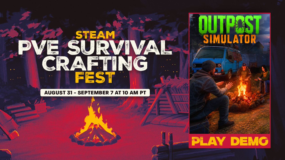 Outpostsim's tweet photo. Hello ! We’re excited to announce that Outpost Simulator is part of the PvE Survival Crafting Fest 2026🥳🥳If you’d like game to try the demo on Steam!  

A huge thank you to @Steam hosting the event.

#SteamCraftingFest #SurvivalCrafting #survivalcraftingfest #Steam #SteamEvent #indiedev #indiegame #gamedev #SurvivalCrafting #outpostsim #playdemo #demo #SteamPvESurvivalCraftingFest