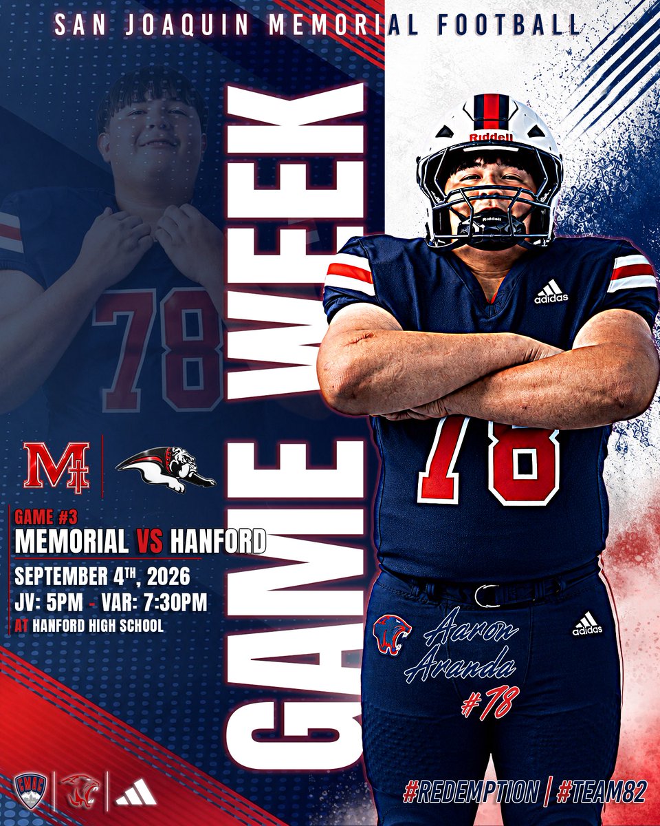 SJMgridiron's tweet photo. β°β°β°
π: September 4th, 2026
π: Game #3
π: Hanford Bullpups
π: Hanford High School
π: 120 E Grangeville Blvd Hanford, CA 93230
β°: JV: 5pm - Varsity 7:30pm Kickoff.
ποΈ: GoFan (Link in Description)
#SJMFootball | #Team82 | #Redemption https://t.co/SjY0g755ao