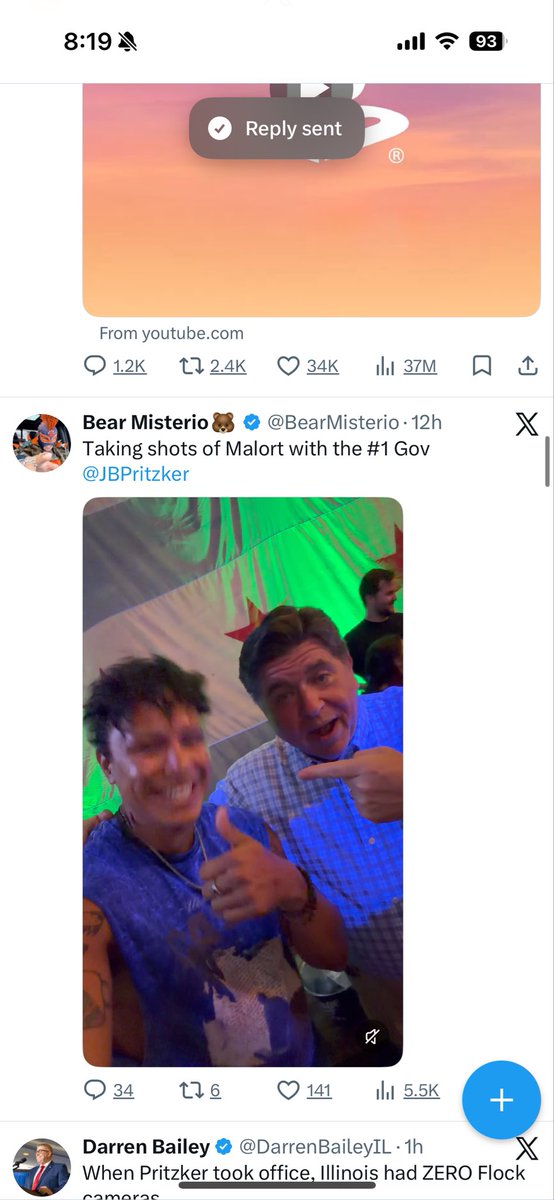 secondcontact88's tweet photo. @GovPritzker @JBPritzker I want to remind you of the actual “morals” of this person. He’s publicly claiming to be in mourning from the terrible deaths this weekend... but was shown out and about partying and pouring shots of Malort just hours later.... https://t.co/HDcL06Ki2S