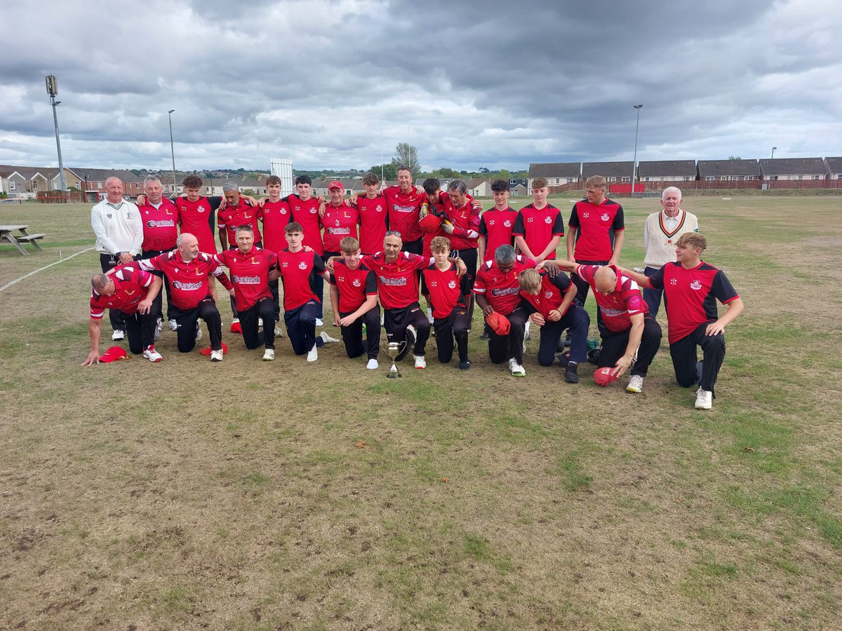 SWJCL's tweet photo. Congratulations to Wales Over 50s on retaining the Russell Davies Memorial Trophy, skipper Matt Phillips receiving the trophy from Russell’s family. Our sincere thanks to Gorseinon CC for hosting another superb day and our main league sponsors Bevan and Buckland LLB. https://t.co/bI1yumgMd1