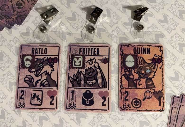 Foxikel's tweet photo. ⭐️ Inscyption Card Badges! 

7 slots available! 

$5️⃣0️⃣ (+ free shipping within US!) 

All cards are to scale of the actual trading cards and are printed, laminated, and double sided 💚

Comment or DM me to claim!
—-
#inscryption #commissionsopen #furryart #furrybadgecommission https://t.co/4unX9p0k7B