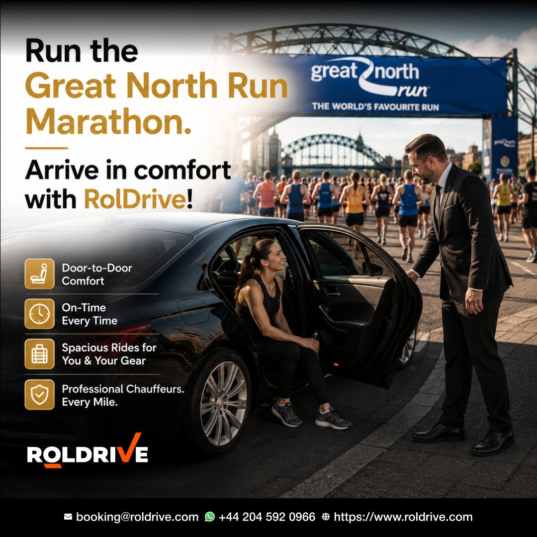 Rol_Drive's tweet photo. Experience the Great North Run Marathon in style with RolDrive’s luxury chauffeur service.

Book now: https://t.co/xBdgVX9oSi

Connect with us via WhatsApp +44 204 592 0966

#GreatNorthRun #Marathon #RolDrive #ChauffeurService #LuxuryTravel https://t.co/pxVp4hbfq1