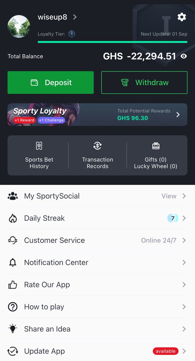 Wiseup000's tweet photo. Why do I have negative in my account @sportybetgh @SportyBet please come and do something.
And I did some cash out you guys took my money away.😪 https://t.co/MJaLVJ4huE