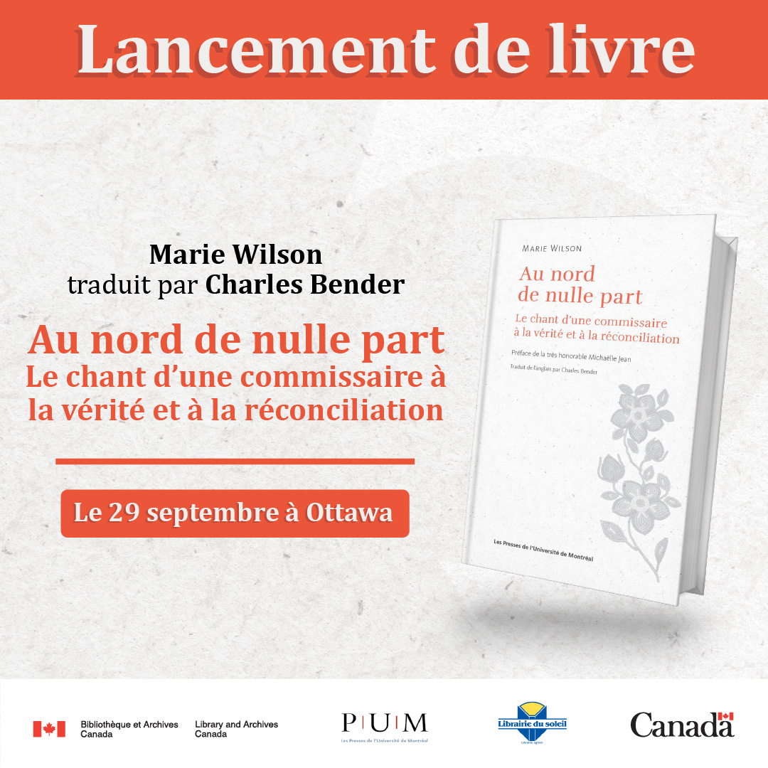 BiblioArchives's tweet photo. À l’occasion de la Journée nationale de la #VéritéEtRéconciliation, assistez au lancement du livre Au nord de nulle part. 

Rendez-vous le 29 septembre à Ottawa pour une conversation entre l’autrice Marie Wilson et le traducteur Charles Bender: https://t.co/gxpywOxiEk

#JNVR https://t.co/NORdsZlOxB