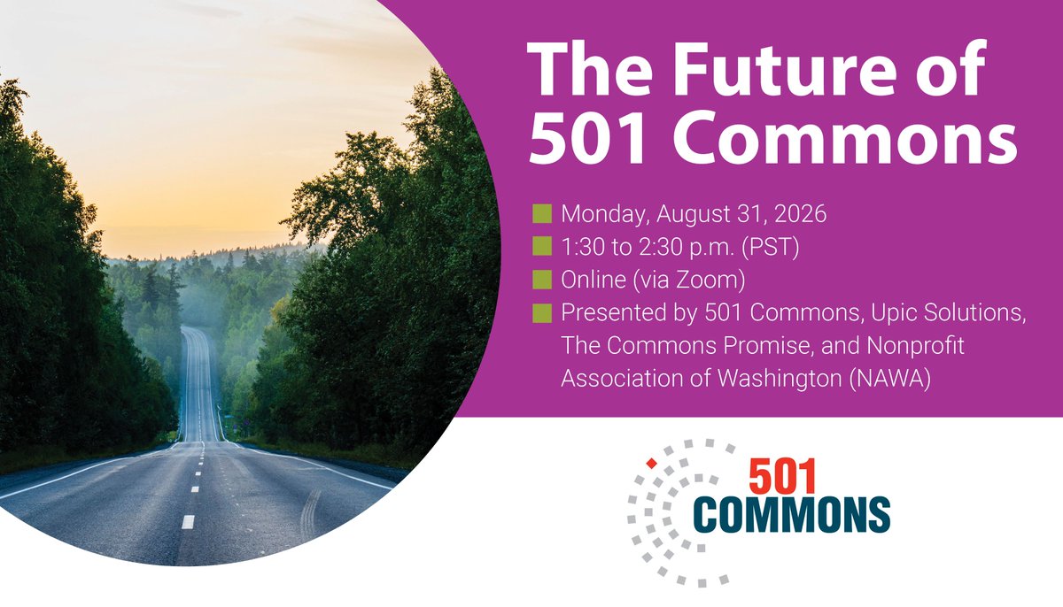 501Commons's tweet photo. You are invited to “The Future of 501 Commons,” a community meeting happening today at 1:30 p.m. (PST)

Meet with leaders from 501 Commons, Upic Solutions, The Commons Promise, and @NonprofitWA to discuss the transition of our core programs and services.

https://t.co/MO30PopwYM https://t.co/KEJh8434gJ