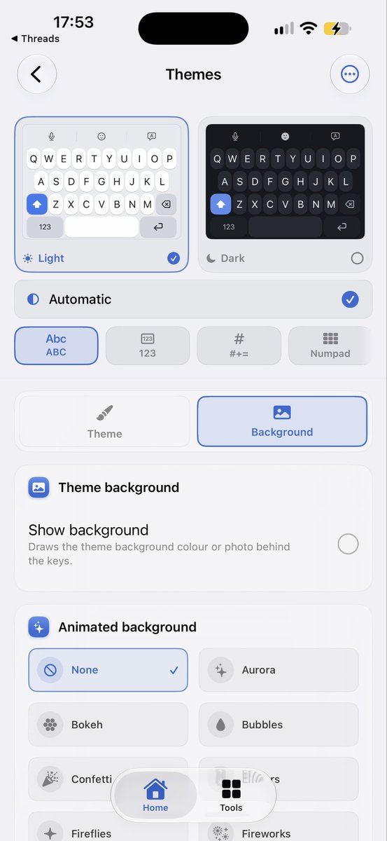 builtbyanti's tweet photo. A look at the final iteration of Clink’s theme page 👀

Between a huge overhaul of autocorrect and rebuilding the IME layers for Chinese input, I’ve somehow found time to completely rethink the UI too 😅

It’s all starting to come together. https://t.co/WSr2rtJYgp