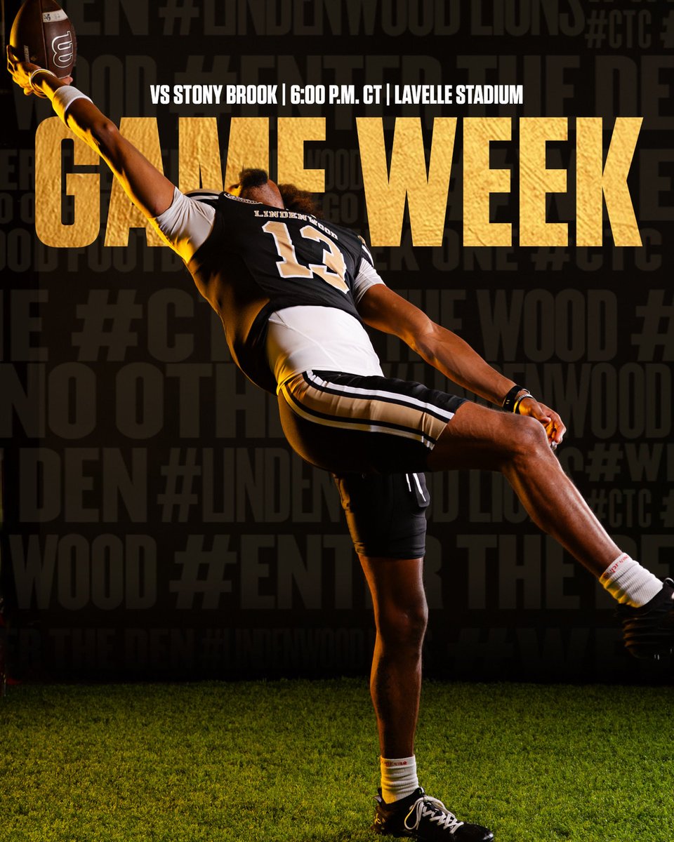 LindenwoodFB's tweet photo. First road test of the season 🔜

🆚 Stony Brook
📆 Thursday, September 3
⏰ 6️⃣:0️⃣0️⃣ p.m. CT
🏟️ LaVelle Stadium 
📺 FloCollege

#BurnTheWood https://t.co/3fQdc1izJX