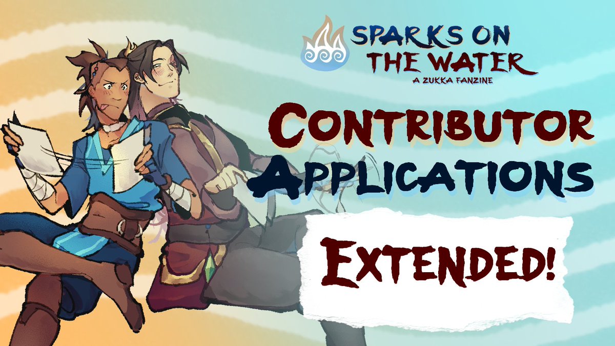 Sparksonwater's tweet photo. ⚔️🔥 EXTRA TIME IN THE FIRE NATION! 🔥⚔️

We are extending contributor applications for one more week! Grab your boomerangs, light your torches, and submit your application before September 7! https://t.co/2XjuDCPTYj