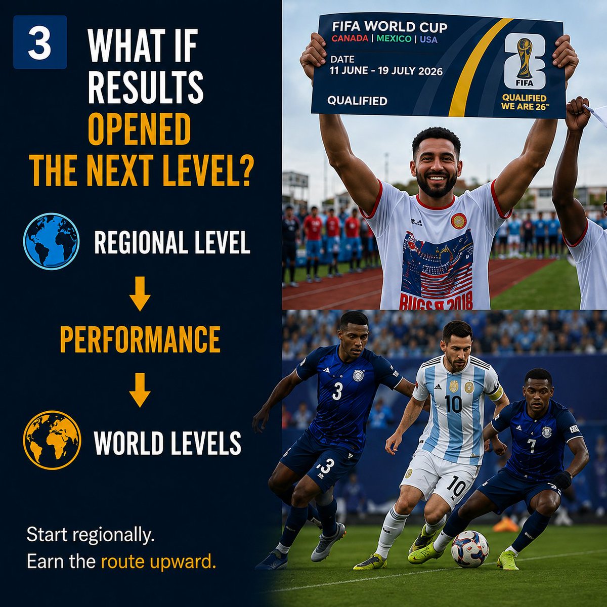 WFNationLeague's tweet photo. Geography already helps organise international football.

But should it also determine how far a national team can go?

What if teams started regionally then results could open a route to world levels?

Would this make international football better? https://t.co/zYaQyJato0