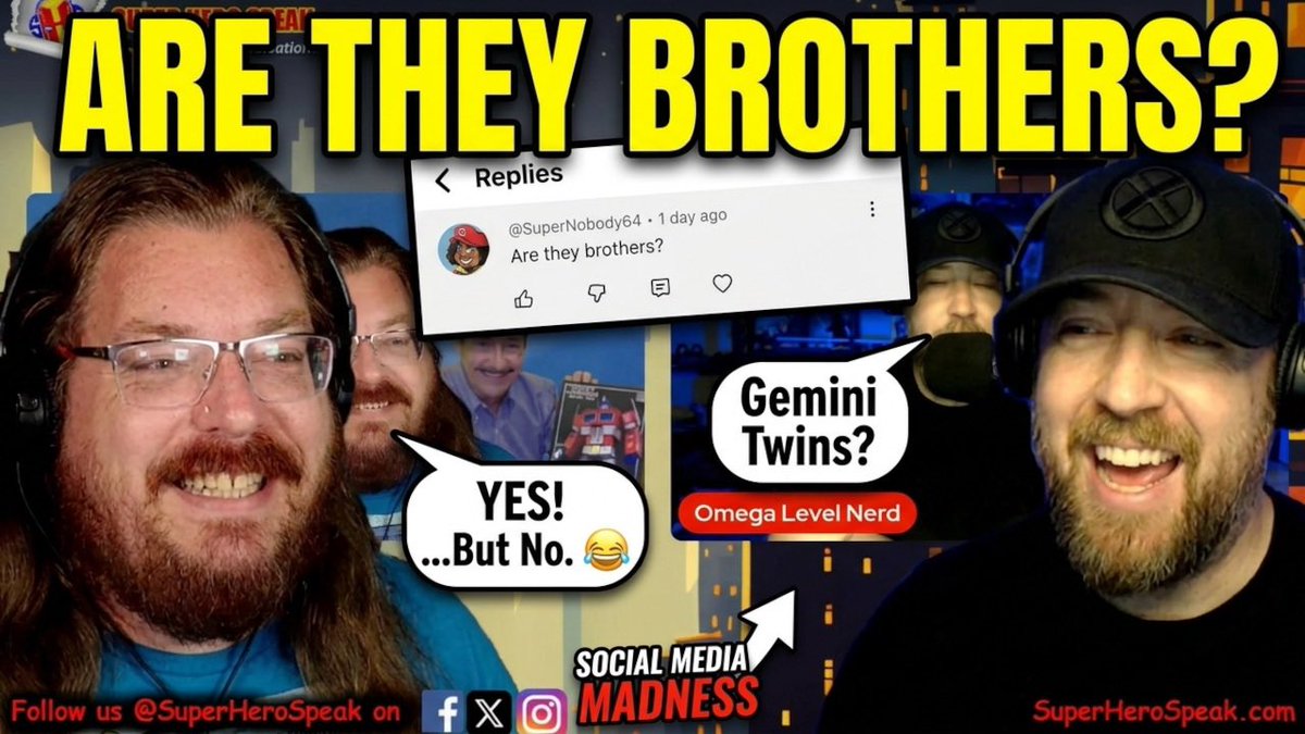 SuperHeroSpeak's tweet photo. Are the Super Hero Speak Hosts Actually Brothers?! ♊
https://t.co/E0y9lifpnH https://t.co/l0J5oRpT0W