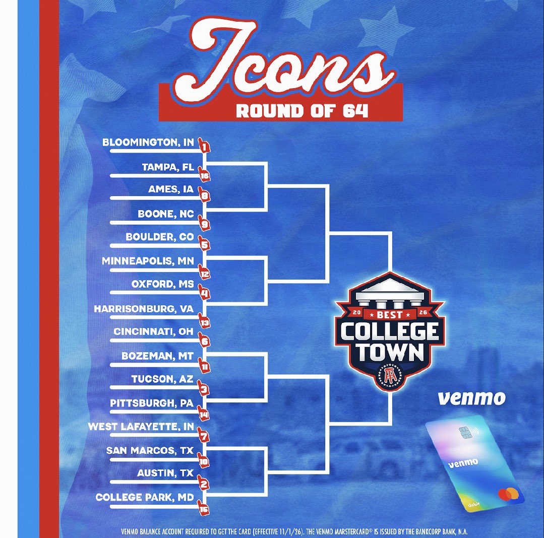 UofABarstool's tweet photo. 🚨TUCSON needs YOUR vote to make it to the next round ! 🚨

Best College Town Round of 64 is officially LIVE! 

⏰ Voting closes this Thursday at 11:59 PM EST

Presented by @Venmo https://t.co/YXndi5nm2a
