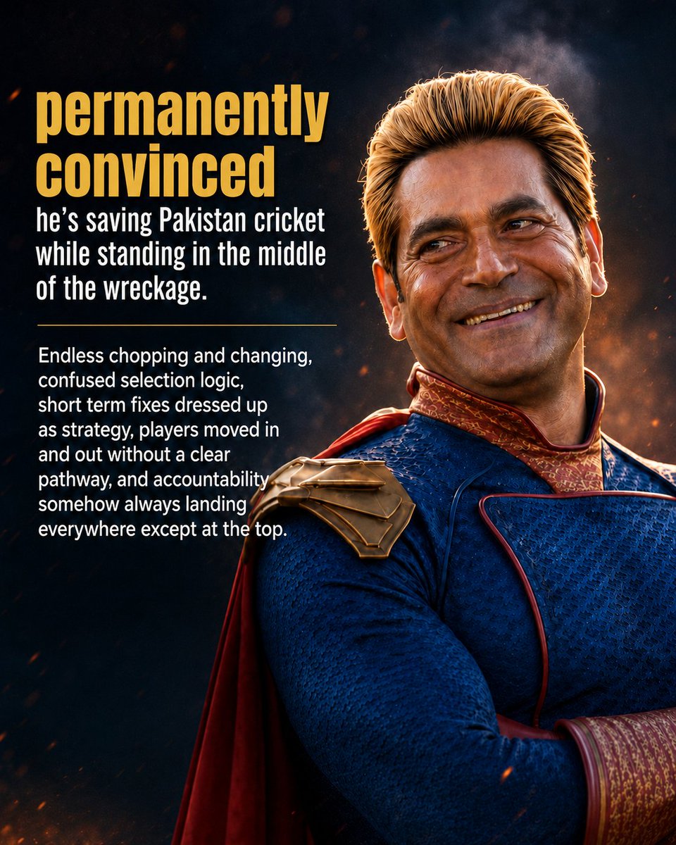 _OutwardBound_'s tweet photo. PCB's own homelander 
The smile really completes the character. https://t.co/Twkq8Evfiw