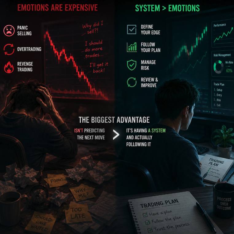 Beyzabkcc's tweet photo. The more I trade, the more I realize something:
Emotions are expensive.
Panic selling.
Overtrading.
Revenge trading.
I'm starting to think the biggest advantage isn't predicting the next move.
It's having a system and actually following it.
#Cryptocurrency https://t.co/qdUo8JPXON