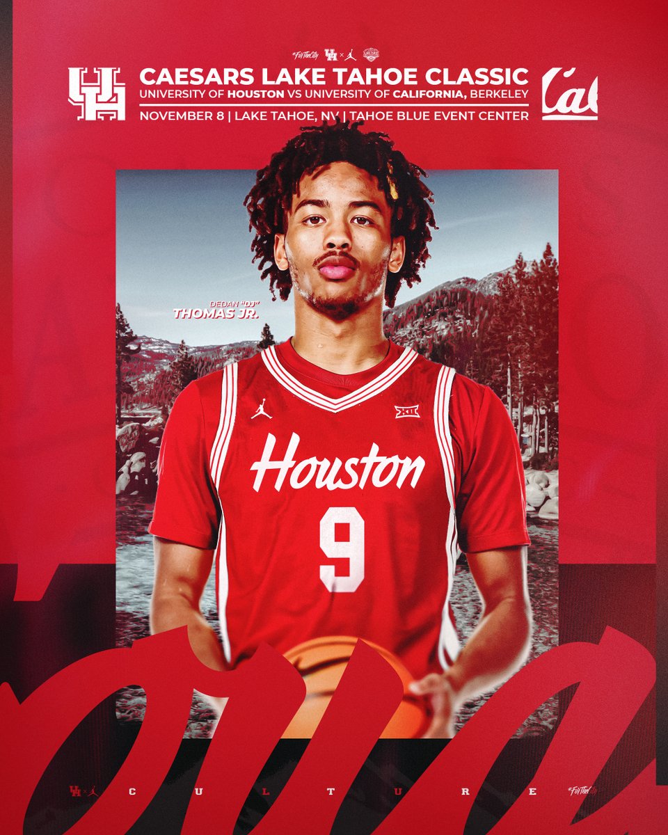 UHCougarMBK's tweet photo. 🚨 Schedule Alert 🚨

@dedanthomas  &amp; Coogs face California on Nov 8 during Caesars @TahoeClassic

Part of a quadrupleheader inside Tahoe Blue Event Center

Tickets go on sale Wednesday

🔗 – https://t.co/yeFYwo7G2W

#ForTheCity x #GoCoogs https://t.co/lJmCviDCSN