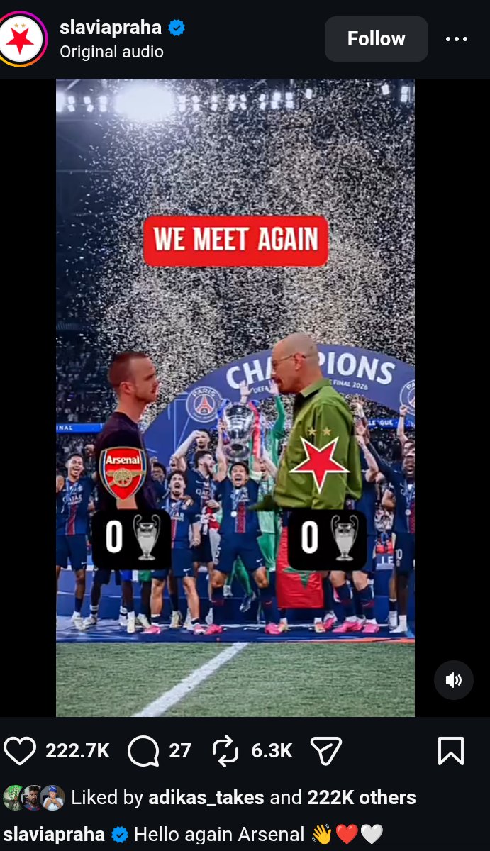 Zeekdara's tweet photo. #slaviaofficial trolling #Arsenal on IG https://t.co/8TpmhuO23k
