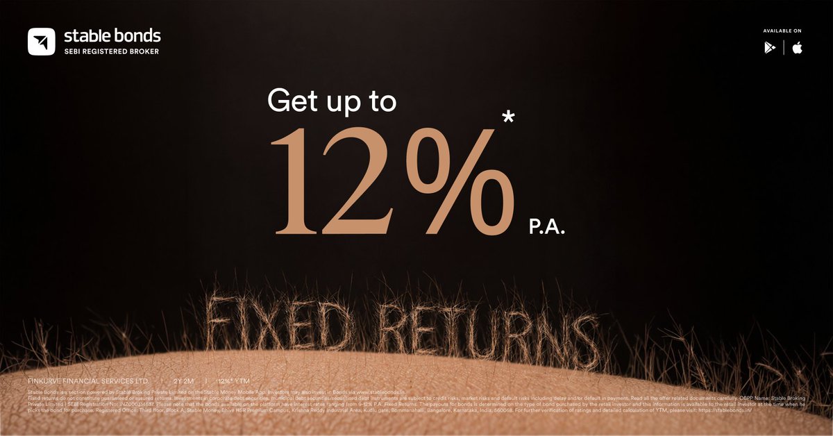 StableMoney_'s tweet photo. Earn upto 9–12%* p.a. fixed returns with Bonds
SEBI-registered broker
🔓 Start with just ₹1,000