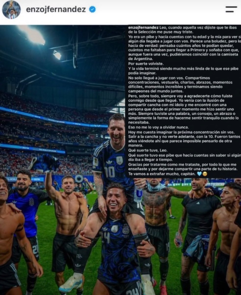 fabipa90's tweet photo. Enzo Fernández: “hoy me cuesta imaginar la próxima concentración sin vos” 

Dios mío estoy destruido https://t.co/p4GVjXCKJI