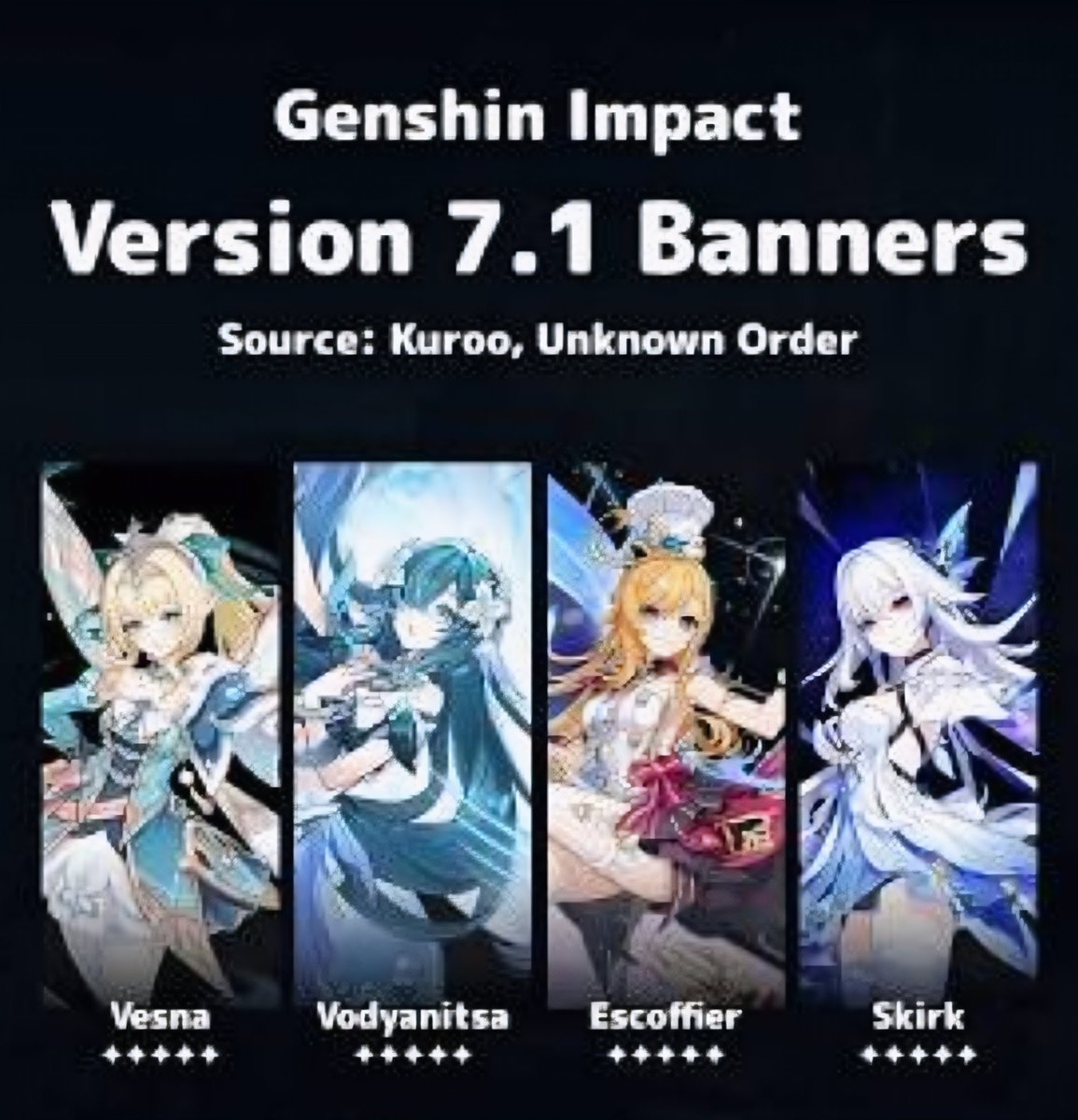 00UwU0's tweet photo. 11 days until 7.1 Special Program! 🚨

Expect:
• Vesna &amp; Vodyanitsa
🍄3 Cutee Primo  Livestream Codes 🍄
• 2 Archon Quests
• 91 F2P Wishes (114 Welkin)
• Free Standard 5★

Who are you saving for? 👇

#Genshin #GenshinImpact #GenshinLeaks https://t.co/YAf9VfgH2m
