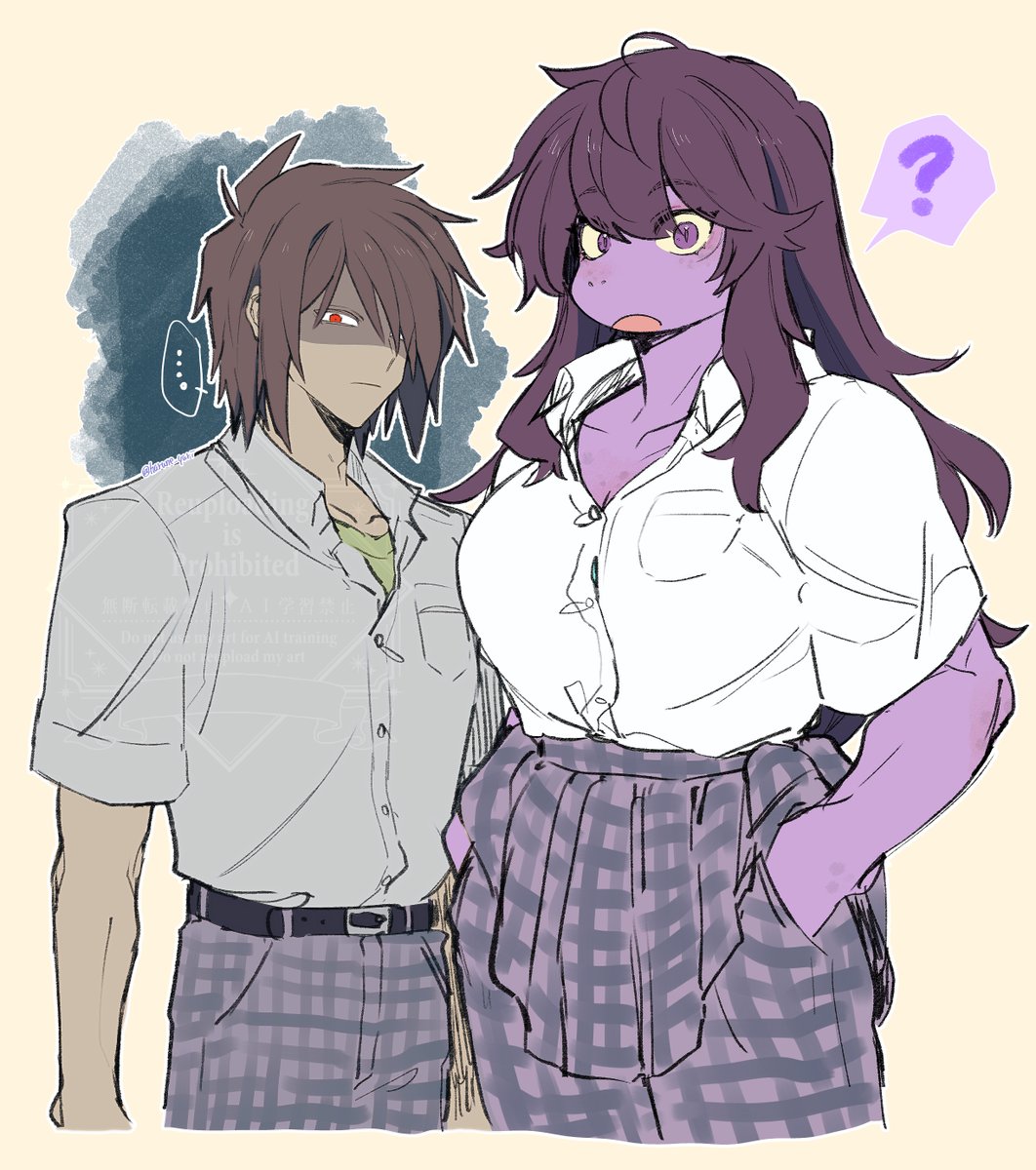 harune_yuri's tweet photo. #krusie 
🍆ちゃんに絡む輩に背後から威嚇する🍎見たい…🍆ちゃん絶対守るマンの🍎…
学パロっぽいのはただの趣味です https://t.co/igynucUedx